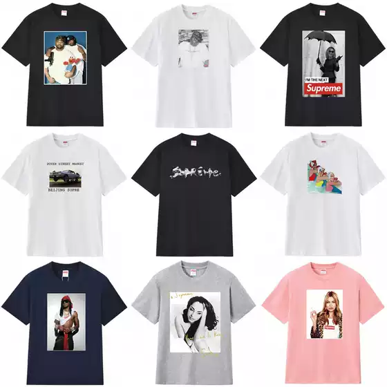 Cross-Border Supply and Foreign Trade Wholesale Trendy Brand Supreme Short-Sleeve American-Style Box Classic 240g T-Shirt Half-Sleeve 13