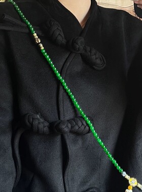 原创斜挎项链玻璃圆珠链女合金