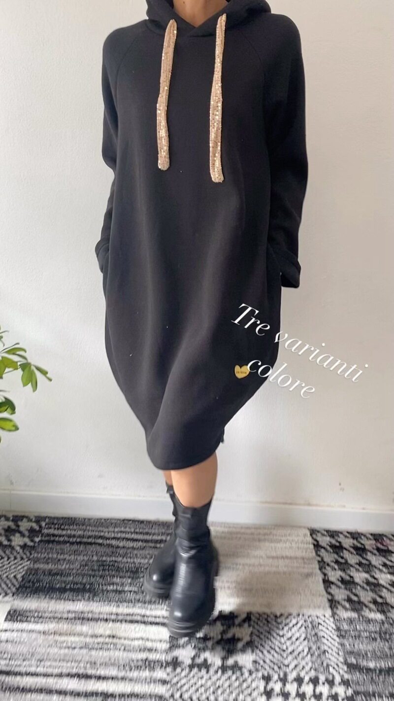 Womens Oversized Solid Color Hoodie Dress Long Sleeve Casual Style Autumn Winter Wholesale Available