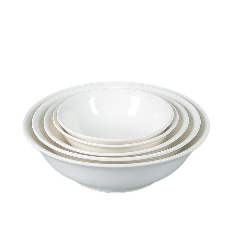 Ceramic Bowl Noodle Bowl Ramen Salad Bowl Daily Tableware Bowl and Plate Set Large Diameter Soup Bowl Rice Bowl White Porcelain