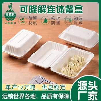 Disposable Degradable Packing Box Pulp Lunch Box Fast Food Takeaway Hamburger Box Conjoined Lid Lunch Box Lock Box