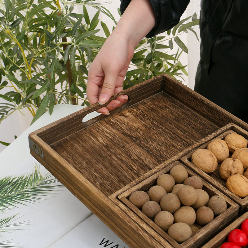 Chinese-style Wooden Tray for Cooking Tea Snack Plate Fruit Plate Dried Fruit Plate Afternoon Tea Snack Snack Pastry Refreshment Plate