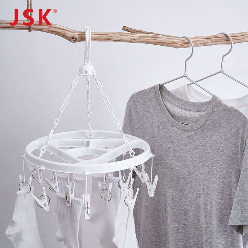 Japanese JSK simple round 15 clip small size rotatable windproof hook plastic hanger inner hanger