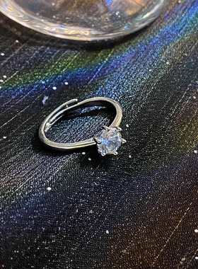 ins风个性极简3A锆石钻戒开口可调节小众百搭指环戒指女网红手饰