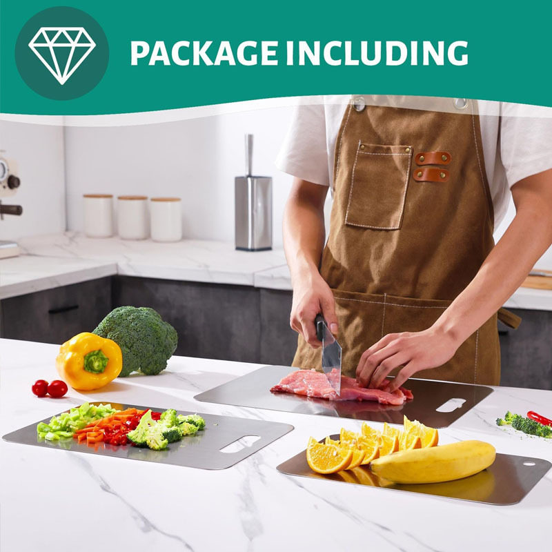 Cross-Border Popular Thickened Pure Titanium Cutting Board Antibacterial and Mildew-Proof Household Double-Sided Stainless Steel Fruit Cutting Board Pure Titanium