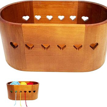 Wooden Wool Box Oval Wool Bowl Household Hand-Knitted Wool Ball Storage Bowl Storage Wooden Box