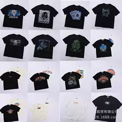 240g Cross-Border New Style Half-Sleeved American High Street Fashion Brand Loose Cotton Round Neck Top Unisex Short-Sleeved T-Shirt