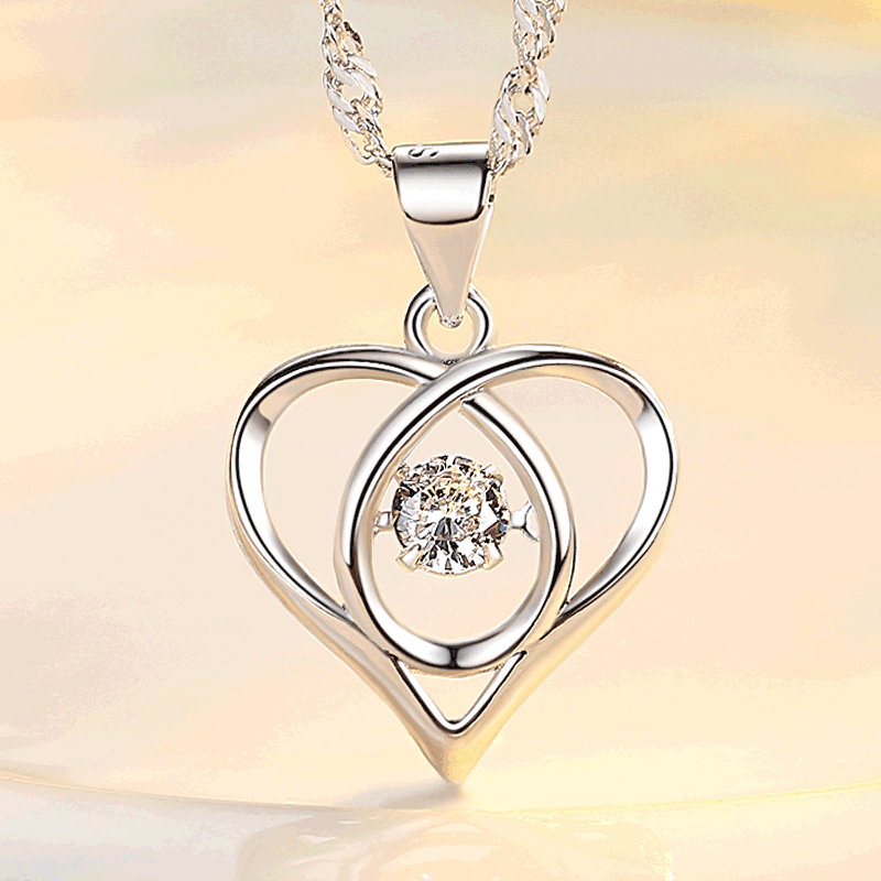 For your heart necklace Korean fashion accessories main stone can shake beating heart pendant