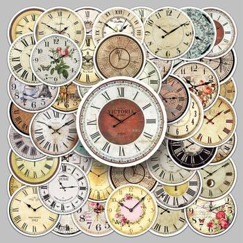 50 pieces of nostalgic clock stickers retro creative clock hand account mobile phone case luggage goo card Cup waterproof decoration