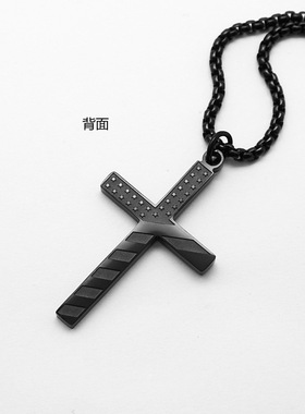 欧美黑色美国项链吊坠钛钢十字架