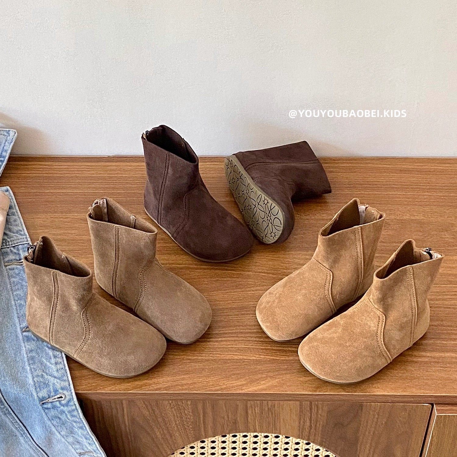 2025 New Autumn and Winter Kidsren's Boots, Fashionable and Versatile British Style Girls' Short Boots, Korean Style Girls' Boots and Leather Boots