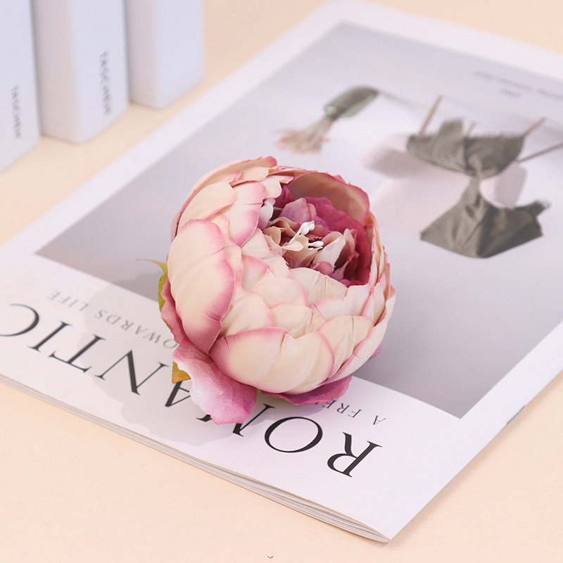 仿真花头苞心牡丹花朵礼盒装饰花墙制作跨境绢花婚庆背景软装假花