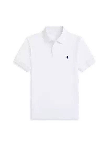 Foreign Trade Polo Summer Classic American Style Polo Shirt with Embroidered Pony Logo, Casual Short-Sleeve, Pure Cotton, Turn-Down Collar, Loose Fit, Plus Size