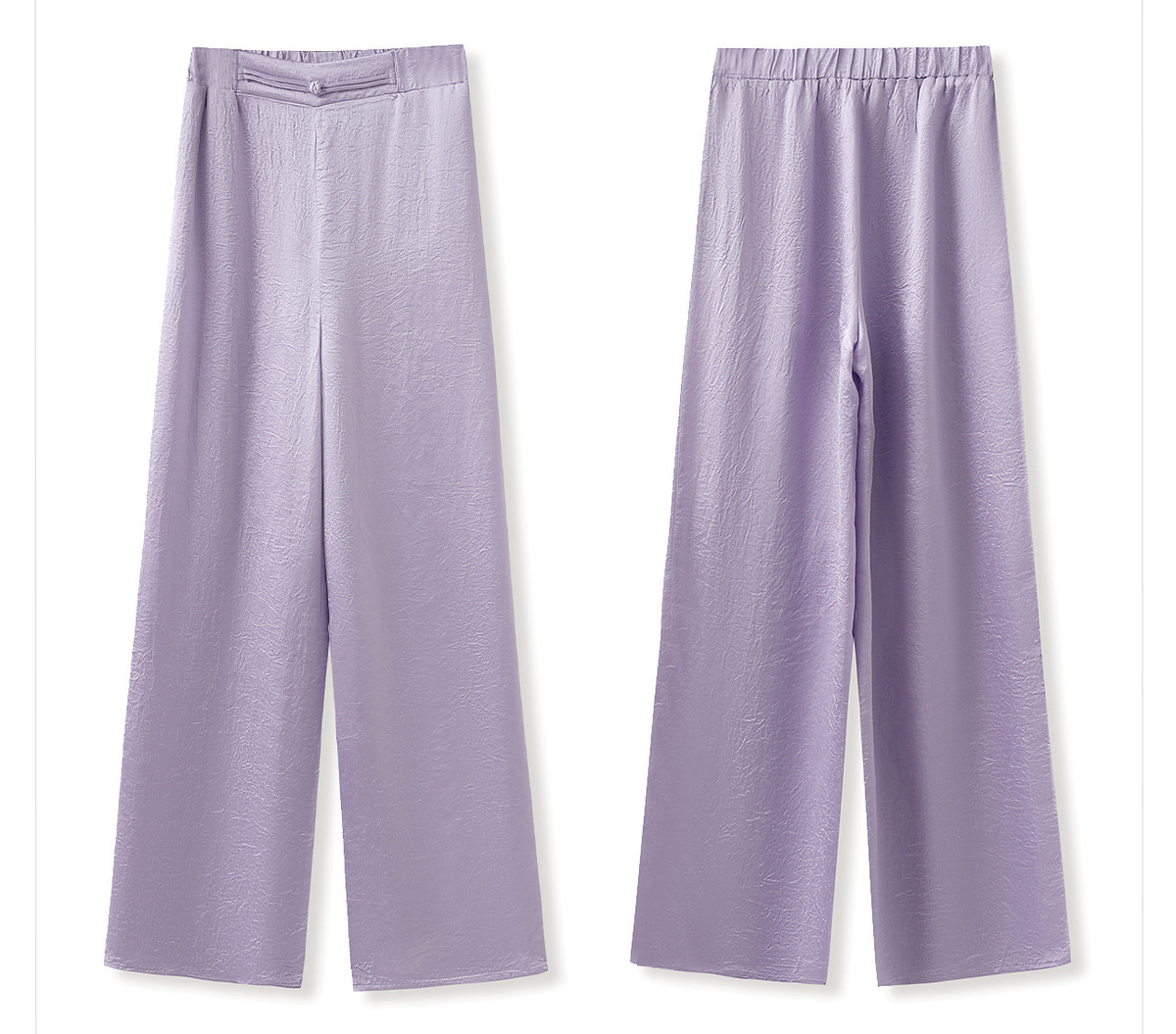 Quần dài nữ ống thẳng cạp cao chất liệu acetate phối polyester mỏng nhẹ — Màu vàng