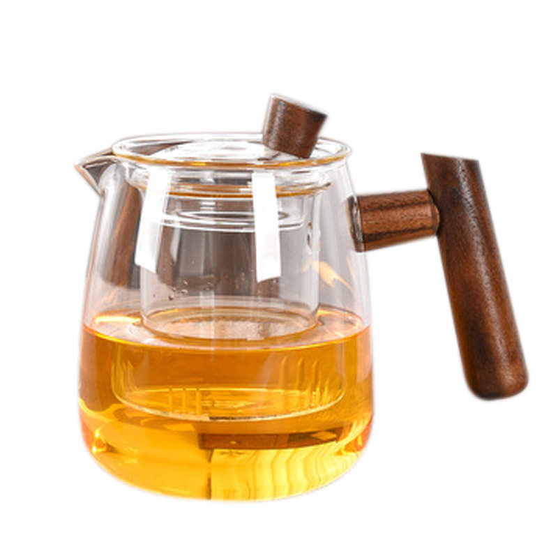 Japanese Style Smoke Pot Set Glass Teapot Electric Ceramic Stove Tea Maker High Temperature Resistance Filter Pot Wooden Handle Side Handle Pot