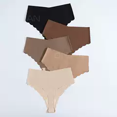 European and American foreign trade high-waisted thong panties, ice silk women's plus-size underwear, pure cotton crotch T-pants, seamless one-piece sports and fitness wear