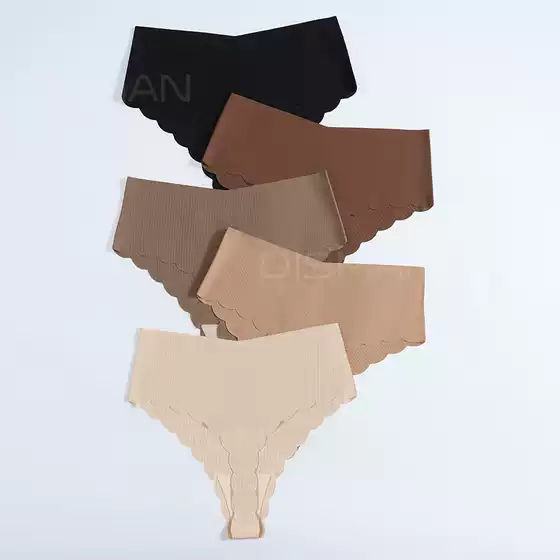 European and American foreign trade high-waisted thong panties, ice silk women's plus-size underwear, pure cotton crotch T-pants, seamless one-piece sports and fitness wear