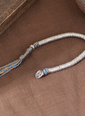 盘缠足银手链小众设计国风手环女