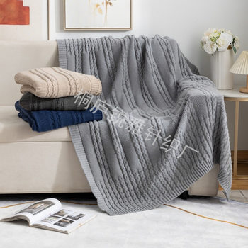 Amazon Simple All-Season Blanket Solid Color Knitted Blanket Office Living Room Shawl Thread Blanket Nap Sofa Blanket