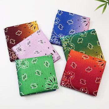 Cross-Border European and American Double Cashew Flower Square Scarf Outdoor Cycling Sports Hip-Hop Street Dance Polyester Gradient Amoeba Headscarf Thin