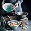 Japanese-style Ceramic Bowl Creative Ramen Bowl Household Soup Noodles Large Bucket Bowl Commercial Horn Bowl Tableware suit Wholesale