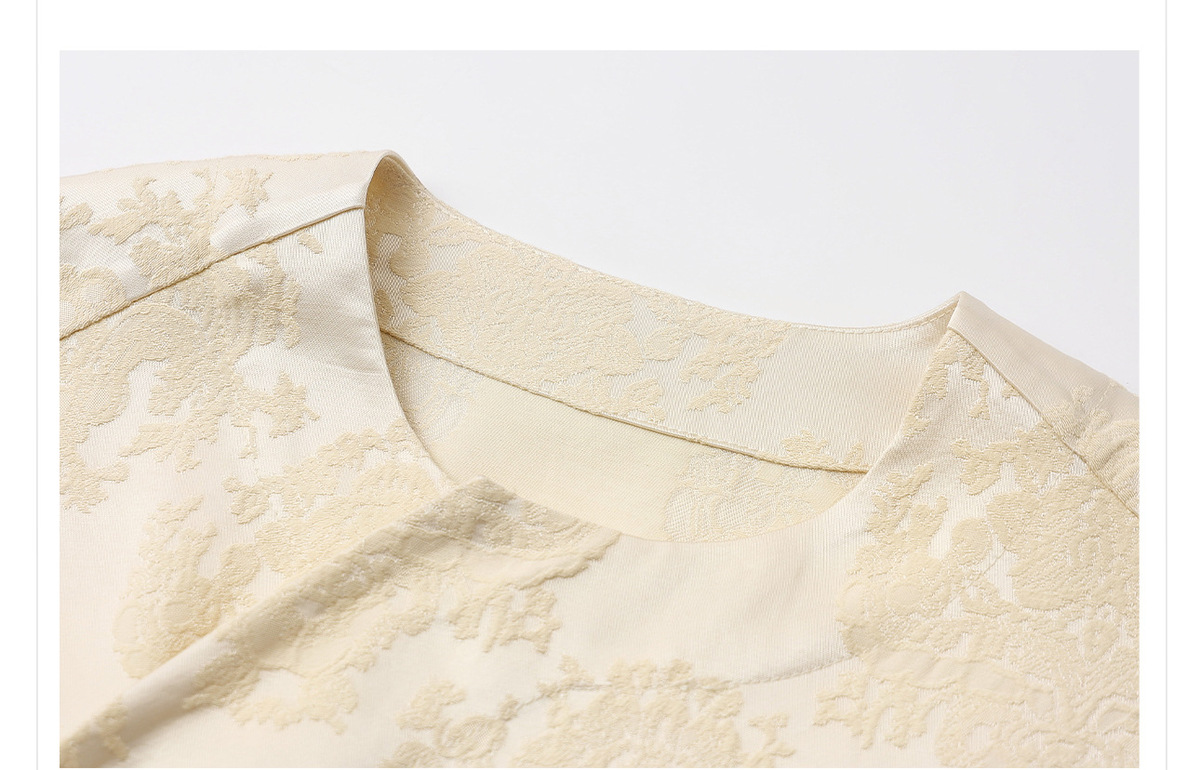 Bộ áo và chân váy nữ dài tay dáng rộng họa tiết hoa thêu — Váy Jacquard (giao hàng trong 7 ngày), Váy Jacquard (giao hàng trong ngày), Áo Jacquard (giao hàng trong ngày), Áo thun Jacquard (giao hàng trong 7 ngày)