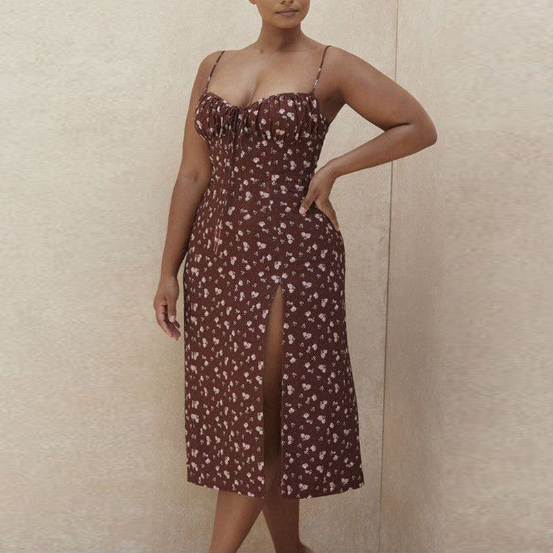 Floral Print Backless Bodycon Midi Dress Plus Size Sleeveless Slim Fit Comfortable Fabric Summer Party Wear OEM