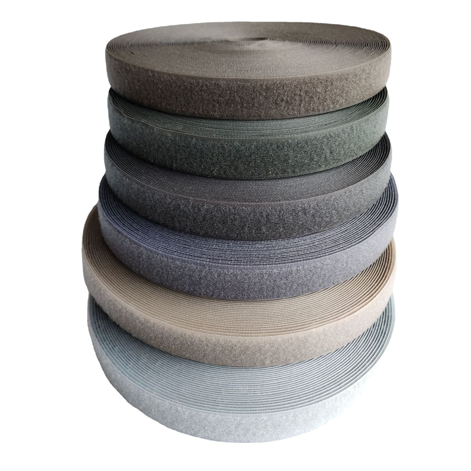 Gray and White Clothing Velcro Paste Wholesale 6 Points 1inch Hook Surface 3cm 2inch Medium Gray Brown Self-Adhesive