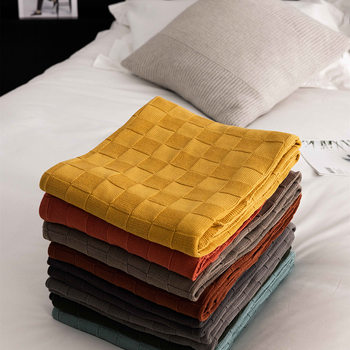 Cotton Class A Plaid Jacquard Wool Knitted Blanket Cotton Blanket Nap Sofa Shawl Air Conditioning Office Blanket