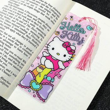 High-Looking Sanrio Kitty Cat Acrylic Tassel Bookmark Cartoon Cute Kidsren Girls Student Gifts