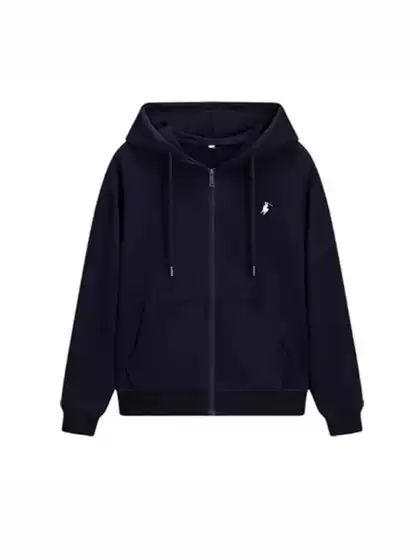 New Spring and Autumn Embroidered Pony Mark Hooded Cardigan Sweater Cross-border Casual Trendy Men's Coat Zipper Top