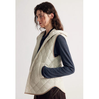 Siyuan Quilted Hooded down Vest Contrasting Color Warm Layered Vest Jacket 25 Winter New Style 1048