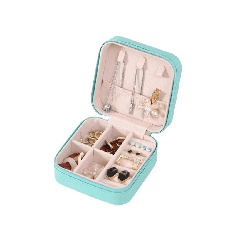 Convenient Jewelry Storage Box Travel Earrings Necklace Jewelry Box Small Ring Packaging Zipper Flip Jewelry Box