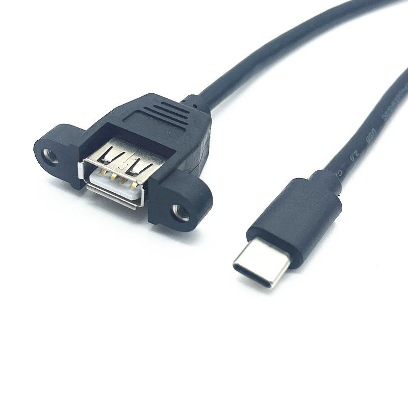 Type-C转USB母延长线带耳朵螺丝孔可固定 USB3.1转USB2.0母面板线