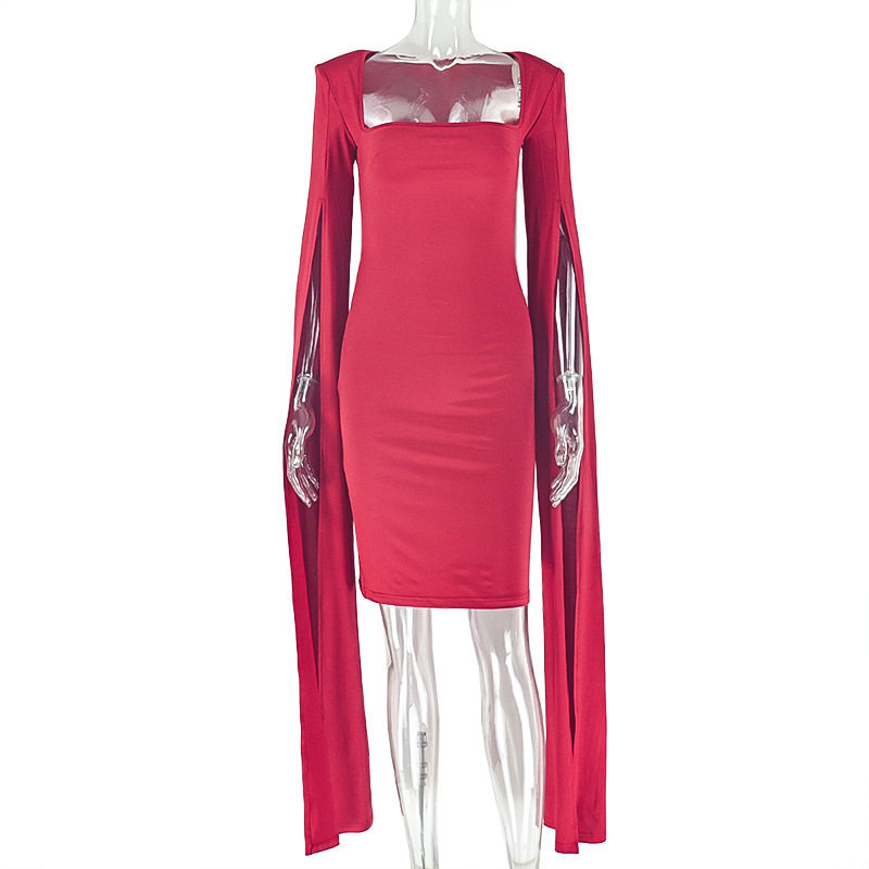Fashionable Womens Bodycon Dress Slim Fit Long Sleeve Solid Color Trendy for Parties and Events Wholesale Available