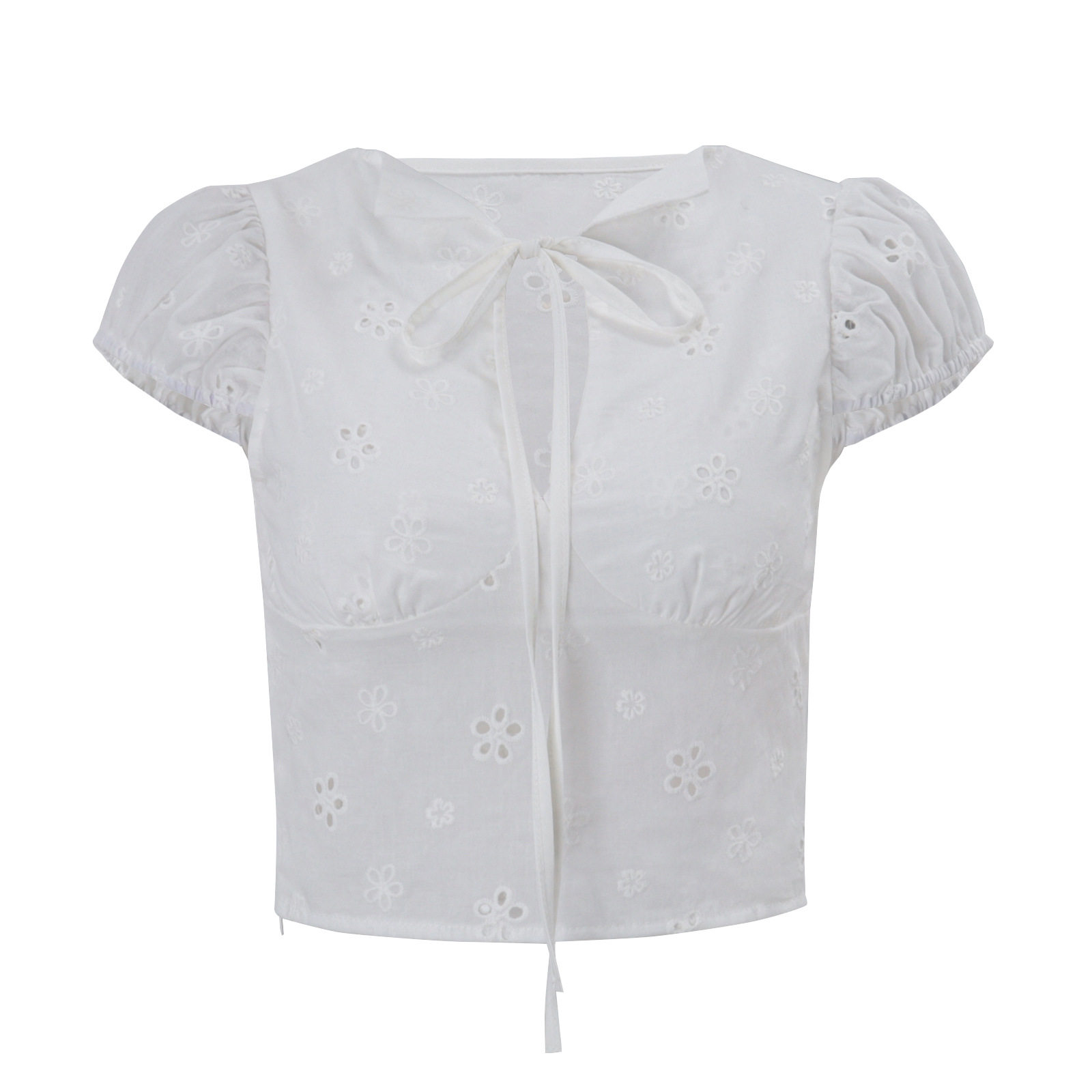 French Style Womens V Neck Short Sleeve Top Sweet Slim Fit Casual Spring Collection Wholesale Available