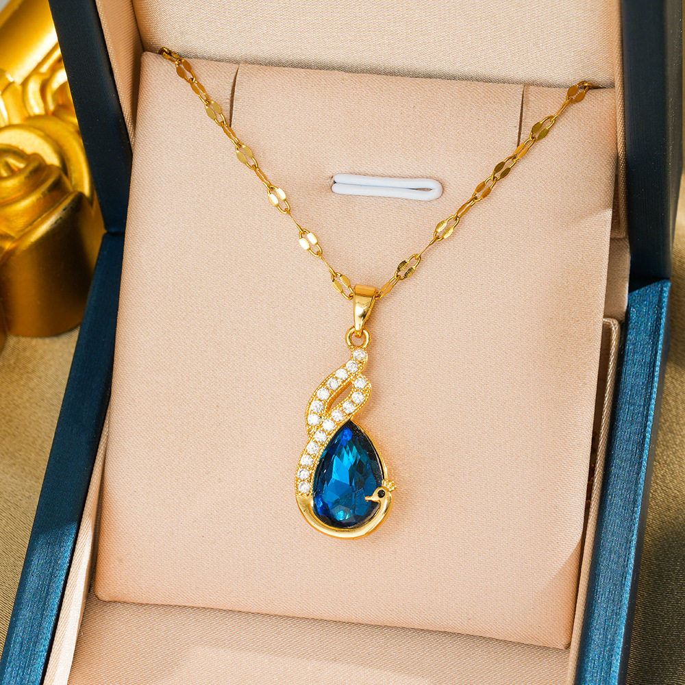 205 ピーコックネックレス-ゴールドブルー