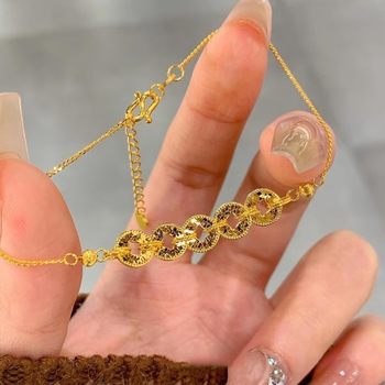 New Crushed Ice Five Emperors Coin Bracelet Women's New Chinese Style Flash Exquisite All-match Fashion Light Luxury Niche High-end Sense