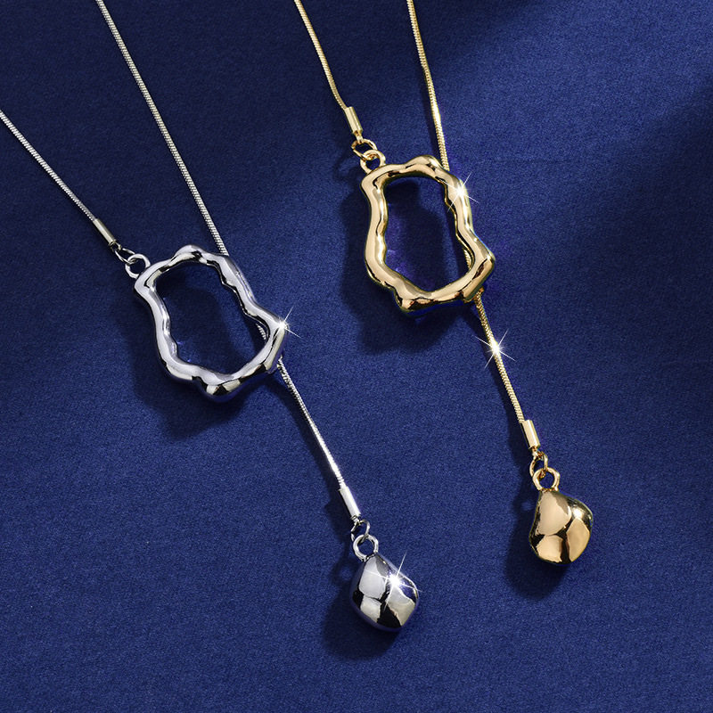 清新甜美简约项链女几何流苏轻奢抽拉长款毛衣链锁骨链配饰品批发