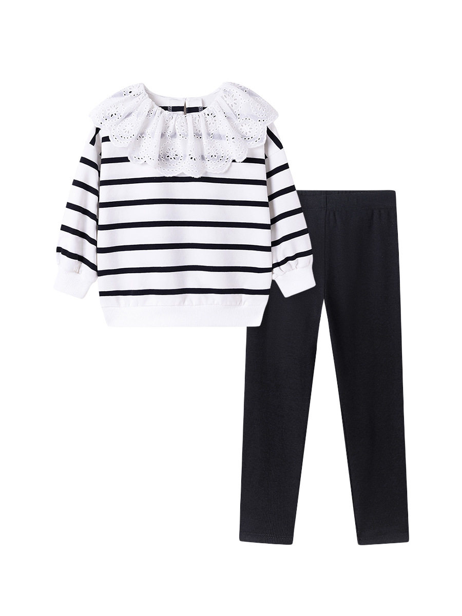 New Style Girls' Set Wholesale, Autumn Striped Long-Sleeve Kids' Outfit