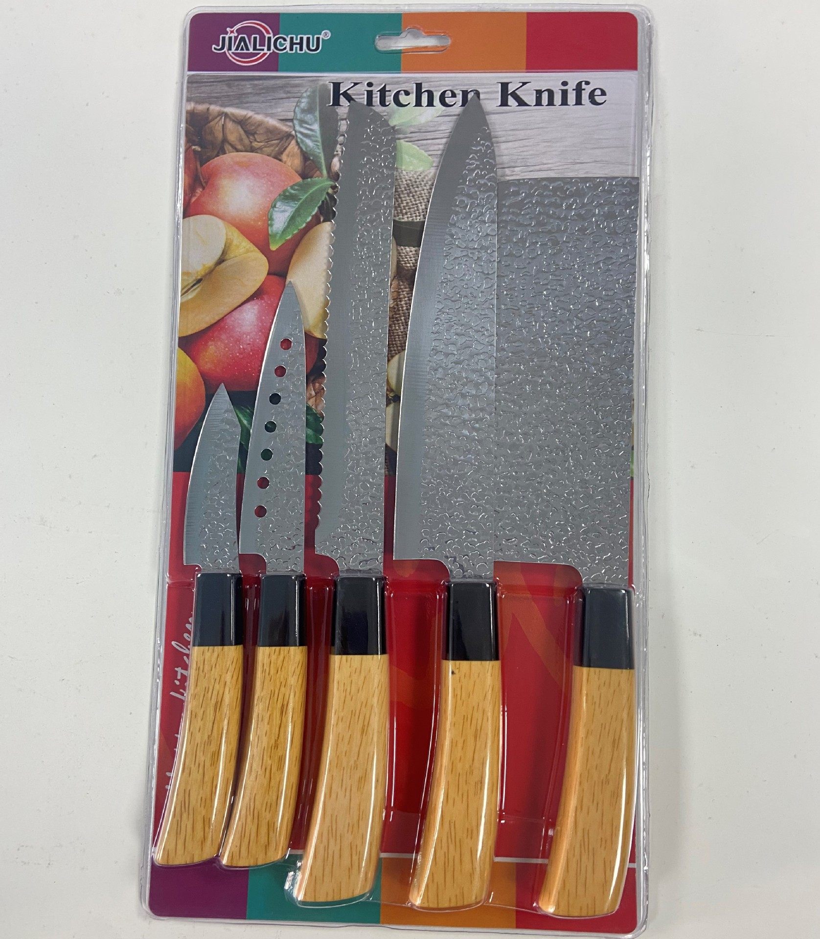 Factory Direct kitchen knife double-sided suction card packaging banana handle 5pc/3pc chef bread fruit knife