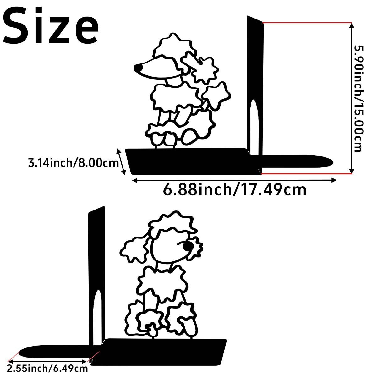 Metal Hollow Bookends L-Shaped 2-Piece Set Puppy Iron Art Desktop Decoration Bookends Bookshelf Office Storage Clip Stationery