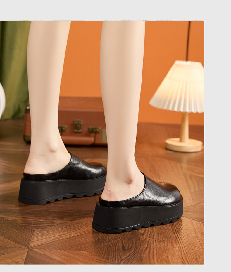 Dép sandal nữ quai chữ V đế dày phong cách Birkenstock — Đen, Trắng chi tiết 11
