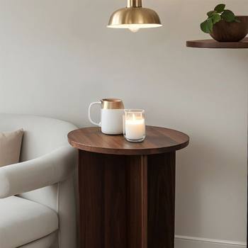 French-Style Solid Wood Small Side Table, Round Vintage Coffee Table, Sofa Side Table, Coffee Table for Living Room, Guesthouse, Bedside Table, Side Table