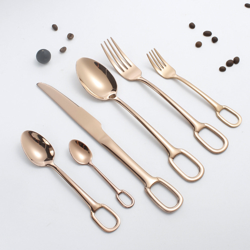 High-end thickened 304 stainless steel tableware knife, fork and spoon suit steak knife and fork Western restaurant hotel supplies wholesale