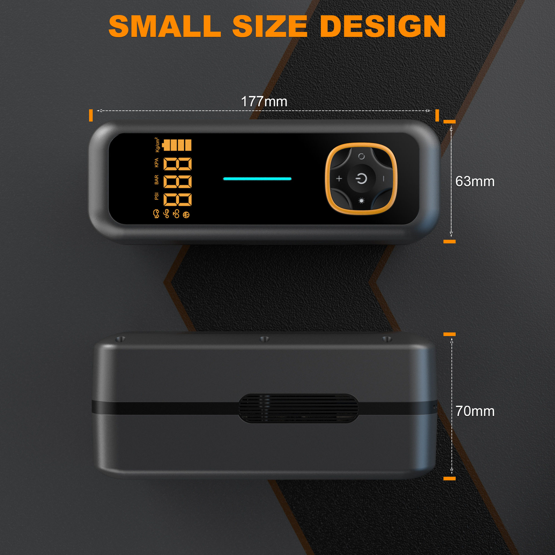 Cross-Border Wireless Charging Portable Car Air Pump 15V with Built-In Power Bank Led Digital Display Electric Pump for Car Portable Use