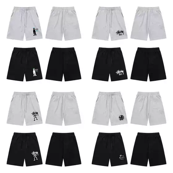 Cross-Border Trendy Brand Stu Stussy Logo Letter Print High-Quality Double Yarn Pure Cotton Casual Versatile Shorts Collection