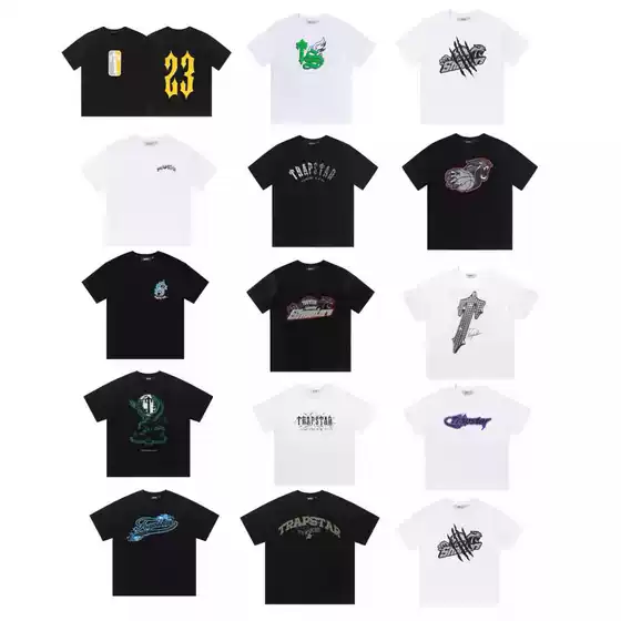 Trapstar Oblique Print Style Wear Men's European and American Hip-Hop Short-Sleeved T-Shirt
