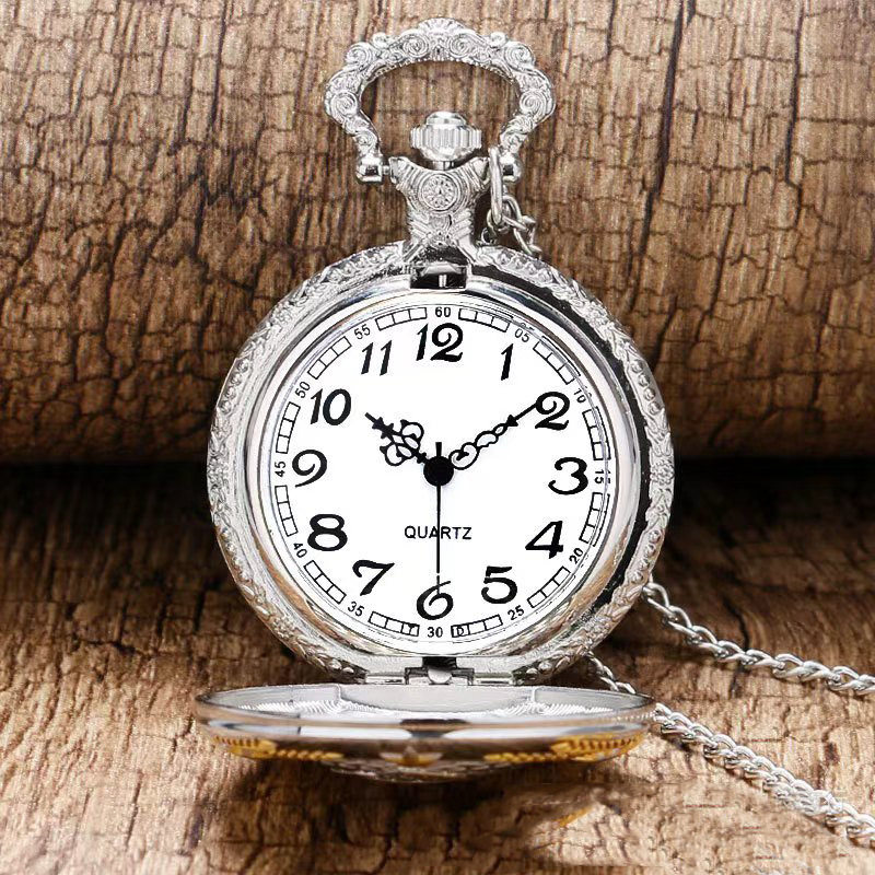 Foreign trade large room gold hammer sickle icon pocket watch bronze embossed earth five-pointed star wheat pocket watch wholesale