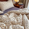 Hiding Romance | Class A Maternal and Infant Grade Cotton Double-layer Yarn Four-piece Set Small Floral Naked Sleeping Cotton Quilt Cover Three-piece Set